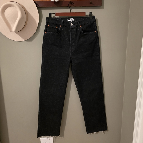 Re/Done Black Noir OP Buttonfly Raw Hem Jeans Size 29 - Picture 2 of 13